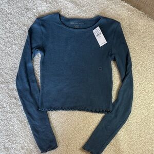 American Eagle Outfitters Ribbed Teal Top